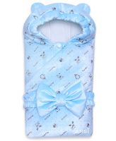 Одеяло с капюшоном "Мишка" 2пр. (синт.250гр.) осень-весна (t от +10 до -10 С) голубой