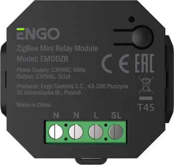 Беспроводное реле со встроенным репитером, 230В, ZigBee ENGO (EMOD-ZB)
