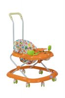 Ходунки детские Farfello арт.5020 с родит. ручкой оранжевый, принт зверушки, 5020/Р4
