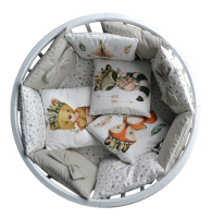 Комплект в кроватку 18 предметов, сатин/бязь С4 зверята, бежевый