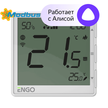 Универсальный терморегулятор WIFI (MODBUS), 220 В, встраиваемый, белый ENGO (EFAN-230W)