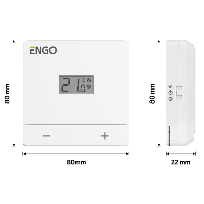 Проводной терморегулятор, накладной, 230В, белый ENGO (EASY-230W)