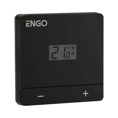 Проводной терморегулятор, накладной, на батарейках, черный ENGO (EASY-BATB)