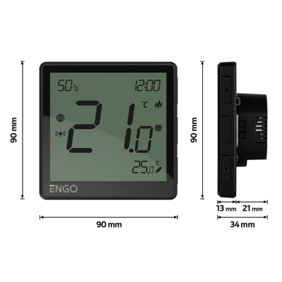 Универсальный терморегулятор, черный, с модулем Zigbee, 230 В ENGO (EONE-230B)