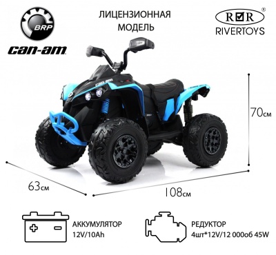 Детский электроквадроцикл BRP Can-Am Renegade (Y333YY) синий
