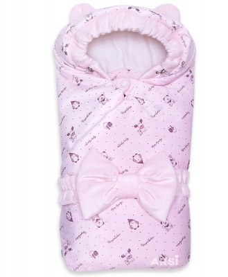 Одеяло с капюшоном "Мишка" 2пр. (синт.250гр.) осень-весна (t от +10 до -10 С) розовый
