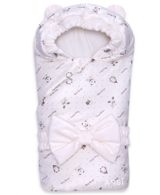 Одеяло с капюшоном "Мишка" 2пр. (синт.250гр.) осень-весна (t от +10 до -10 С) Молочный