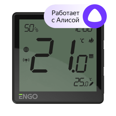 Универсальный терморегулятор, черный, с модулем Zigbee, 230 В ENGO (EONE-230B)